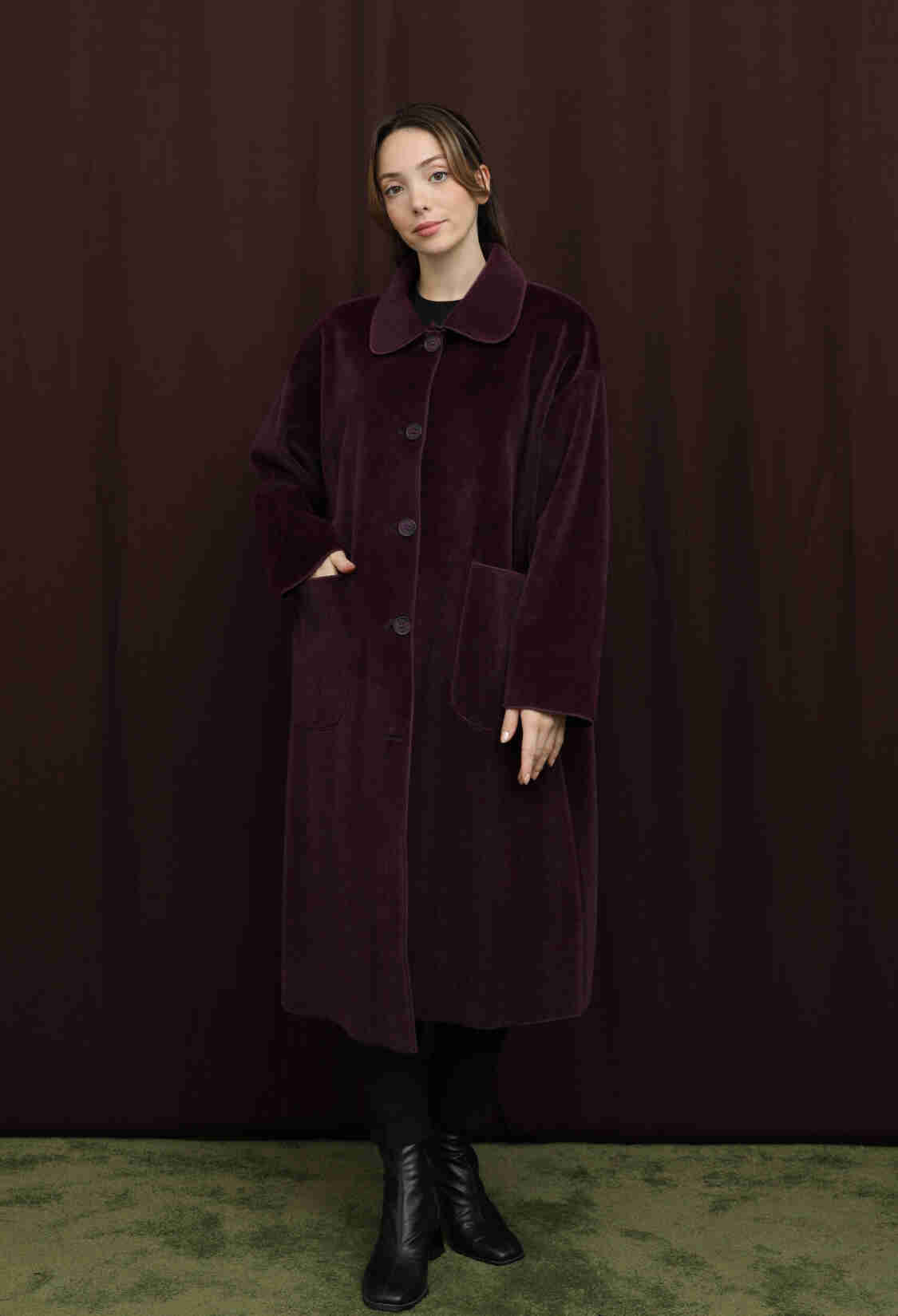 Claret Red Single-Breasted Oversized Coat - Brand: Puane - Women & Kids, Baby Clothes Wholesale - TheBS Women