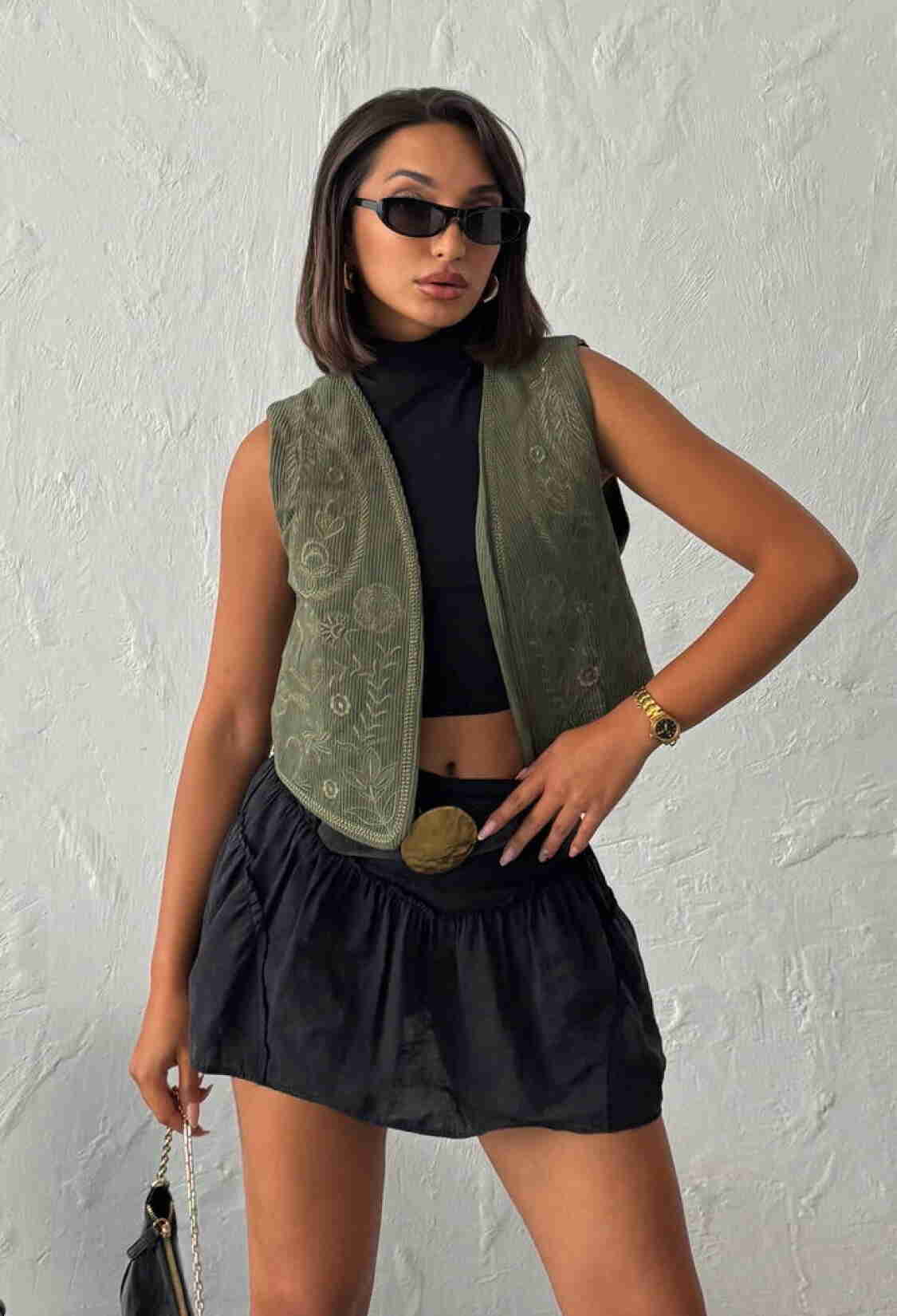Green Floral Ethnic Open Front Vest - Brand: Topshow - Women & Kids, Baby Clothes Wholesale - TheBS Women