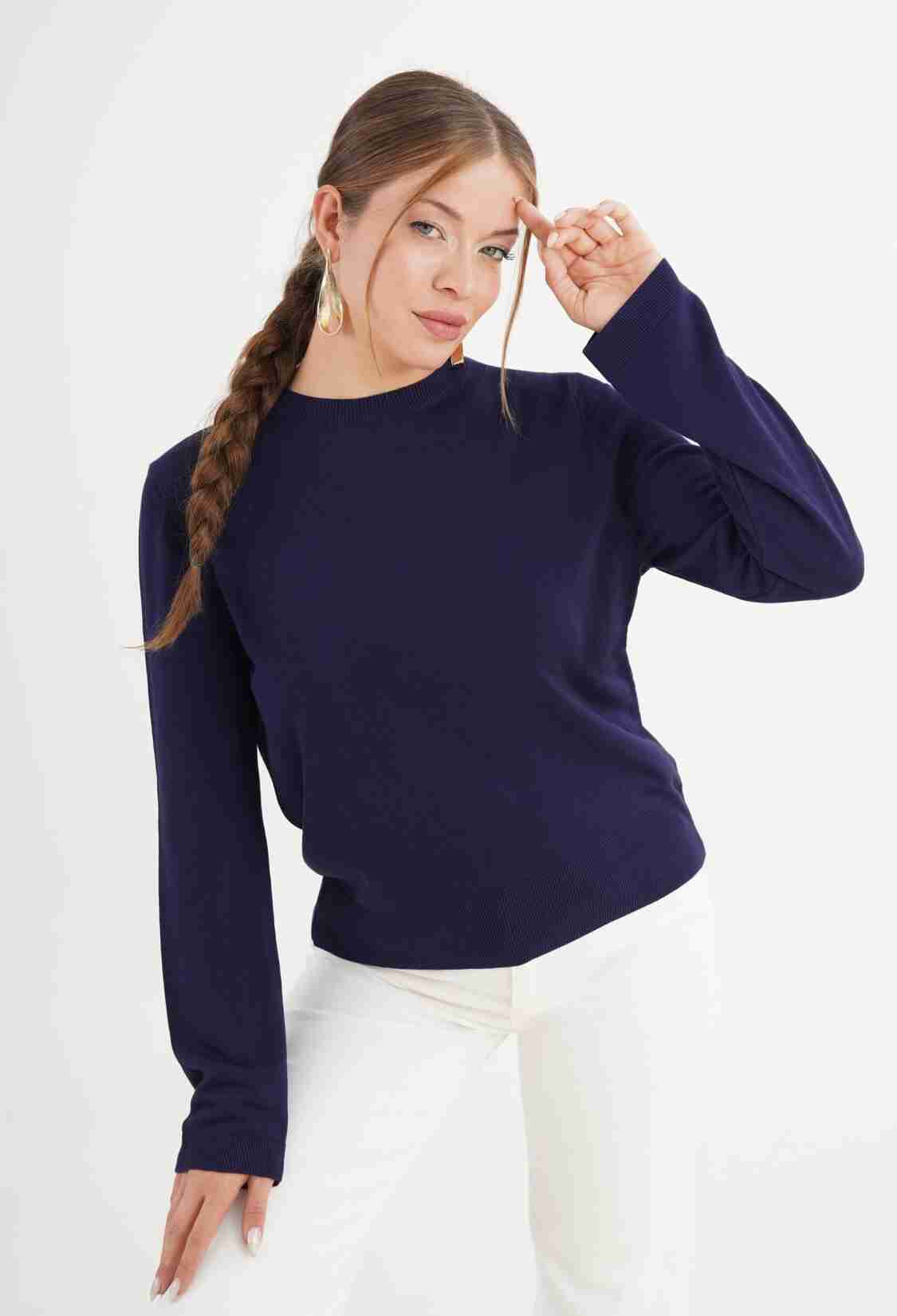 Sweater Casual Elegant Long Sleeve Crew Neck - Brand: Lustrin - Women & Kids, Baby Clothes Wholesale - TheBS Women