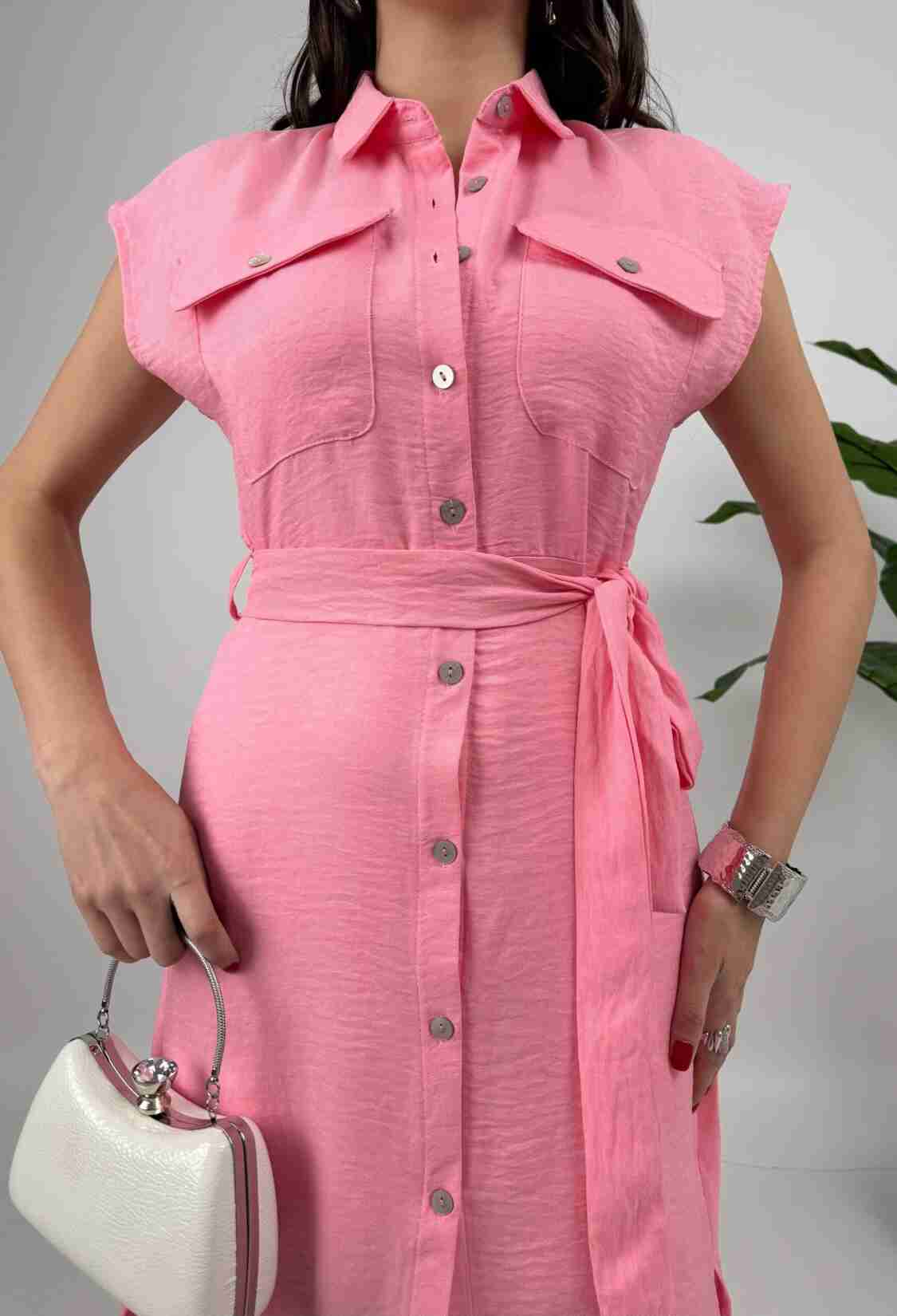 Shirt Dress With Polo Neck And Cap Sleeves - Brand: Miss Janell - Women & Kids, Baby Clothes Wholesale - TheBS Women