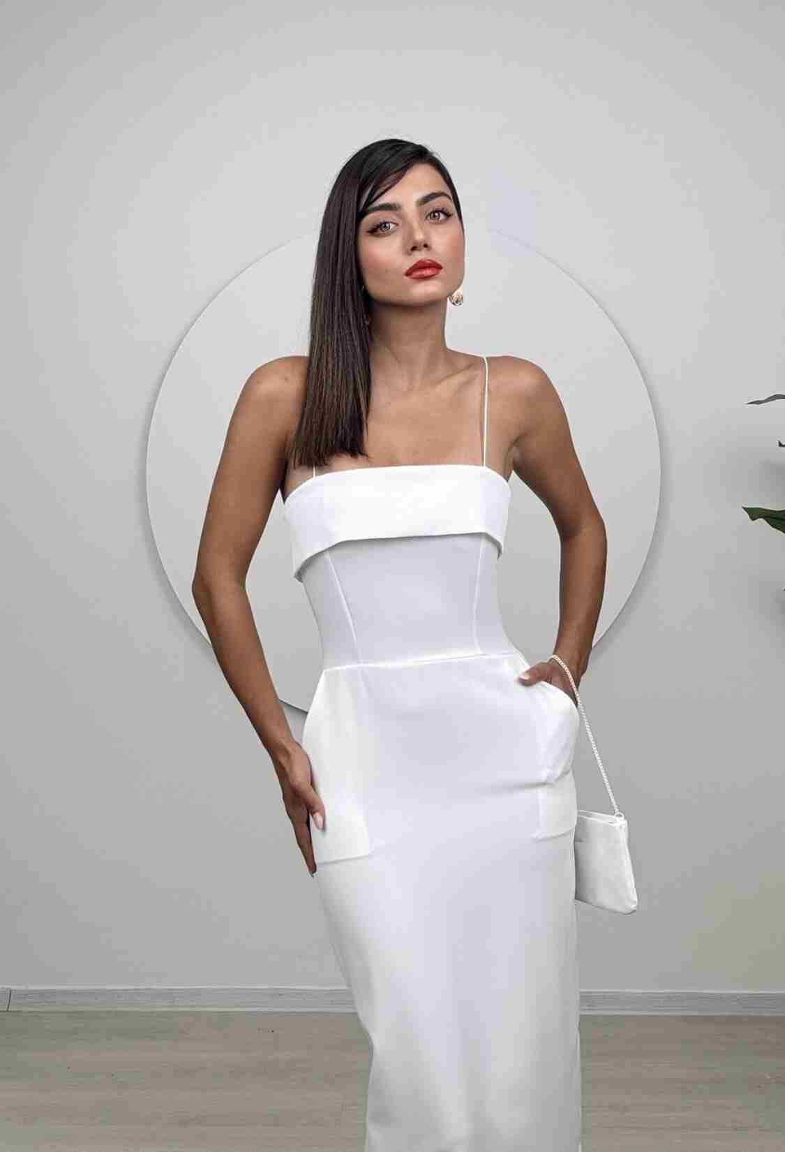 Elegant White Slip Dress With Polo Neck And Cap Sleeves - Brand: Miss Janell - Women & Kids, Baby Clothes Wholesale - TheBS Women