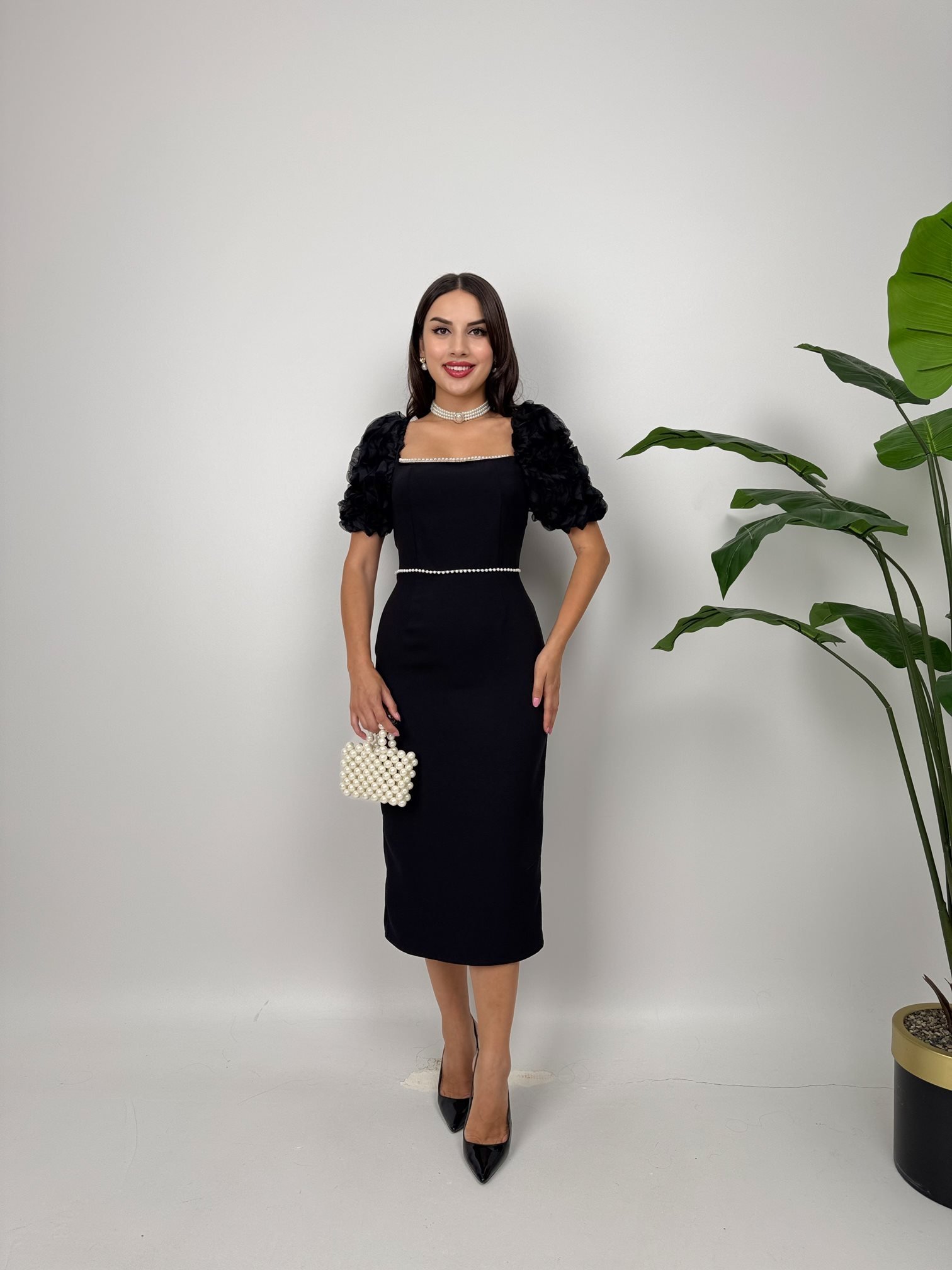 ElegantSheath Dress With Puff Half Sleeves - Brand: Miss Janell - Women & Kids, Baby Clothes Wholesale - TheBS Women