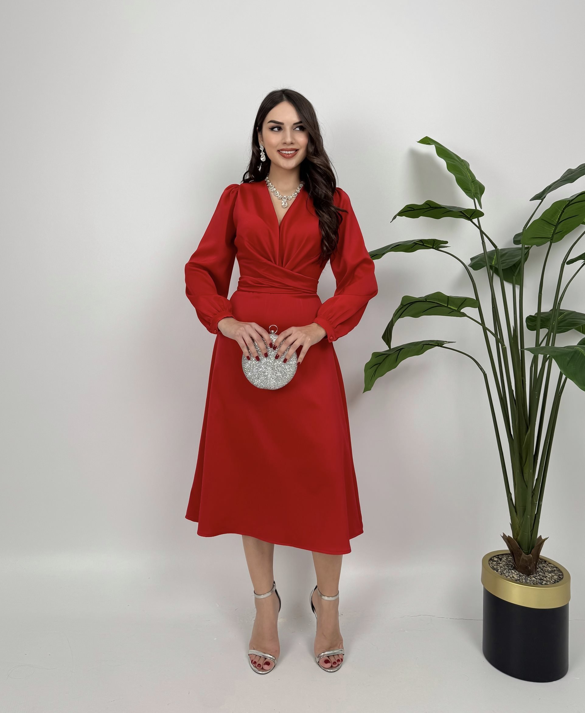 Elegant Formal Wrap Dress With V-Neck - Brand: Miss Janell - Women & Kids, Baby Clothes Wholesale - TheBS Women