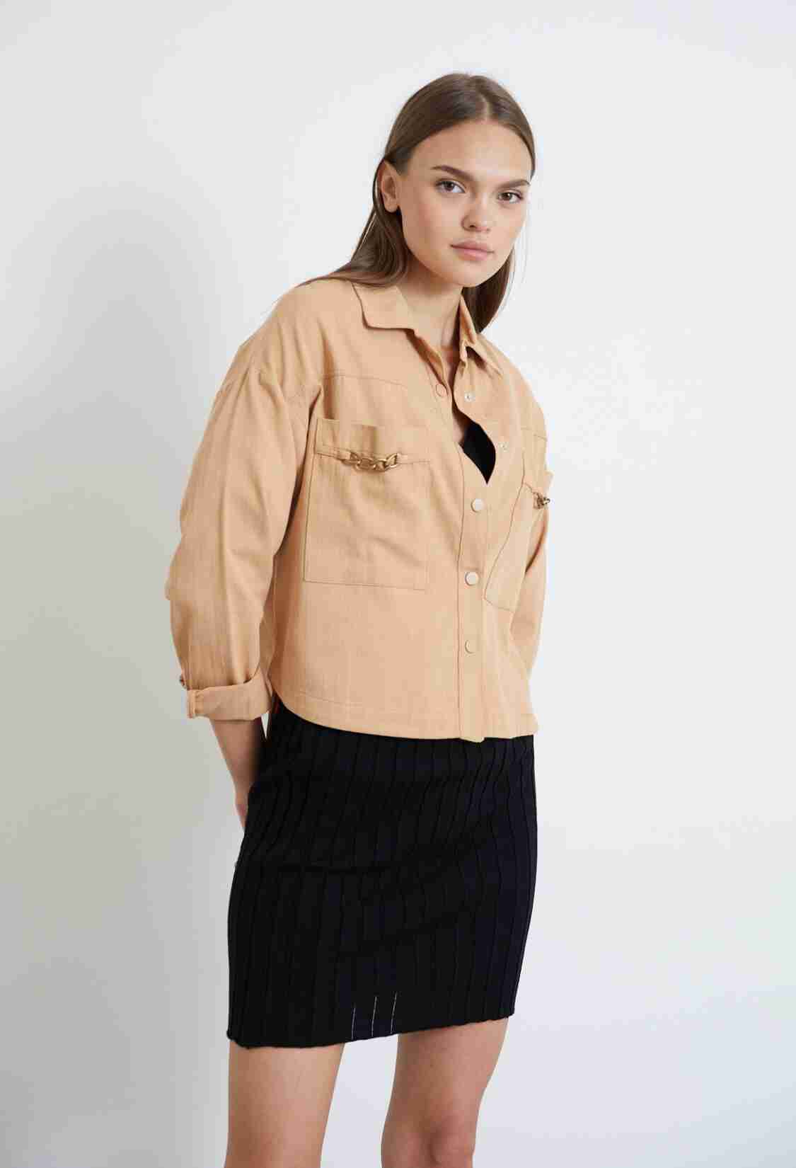 Gabardine Long Sleeve Shirt Collar Loose Cut Women's Jacket - Brand: Newgirl - Women & Kids, Baby Clothes Wholesale - TheBS Women