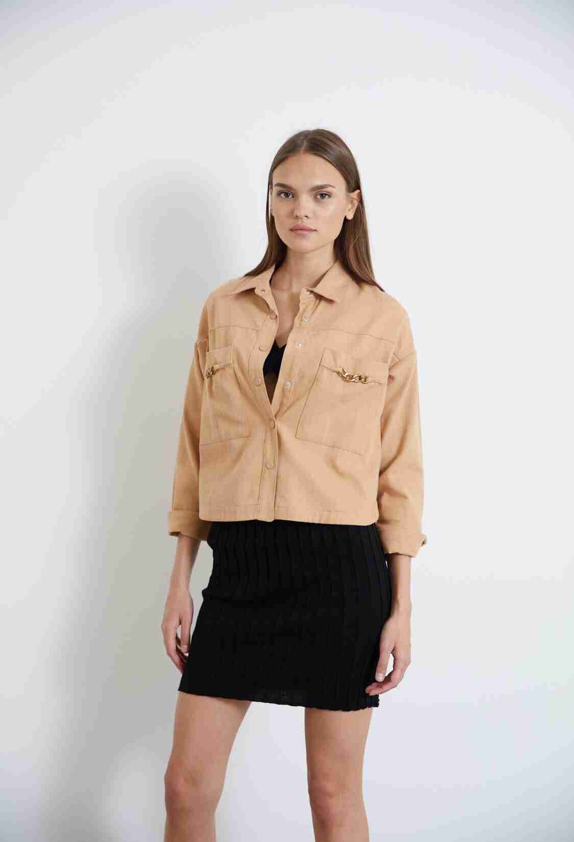 Gabardine Long Sleeve Shirt Collar Loose Cut Women's Jacket - Brand: Newgirl - Women & Kids, Baby Clothes Wholesale - TheBS Women