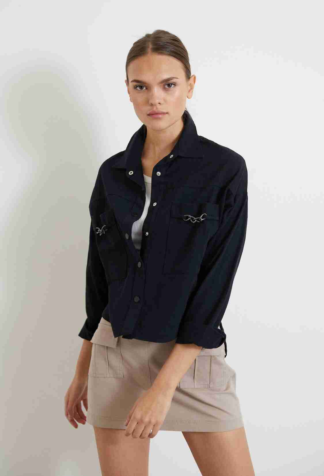 Gabardine Long Sleeve Shirt Collar Loose Cut Women's Jacket - Brand: Newgirl - Women & Kids, Baby Clothes Wholesale - TheBS Women